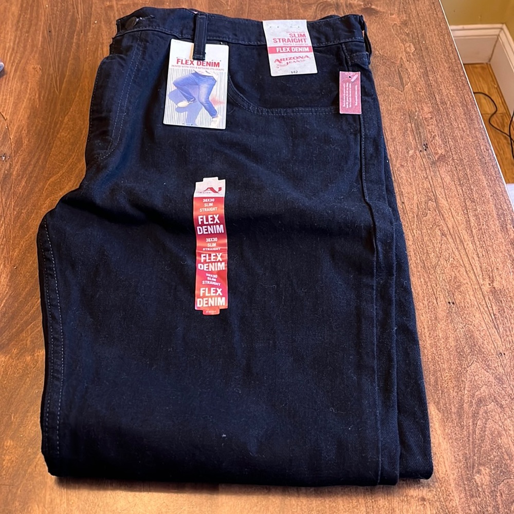 Mens Arizona denim black slim fit, straight leg.